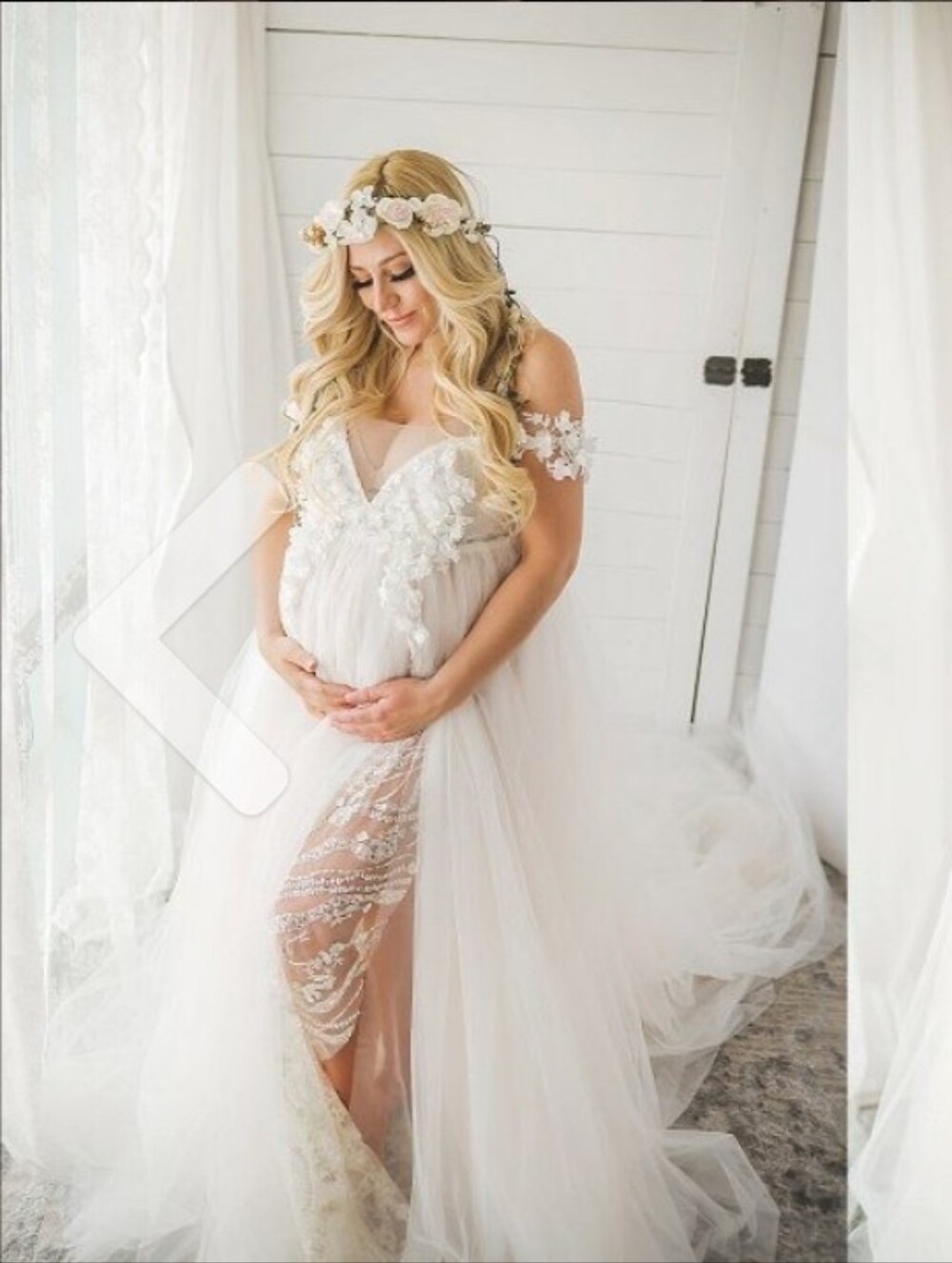 Ethereal White Lace Maternity Gown